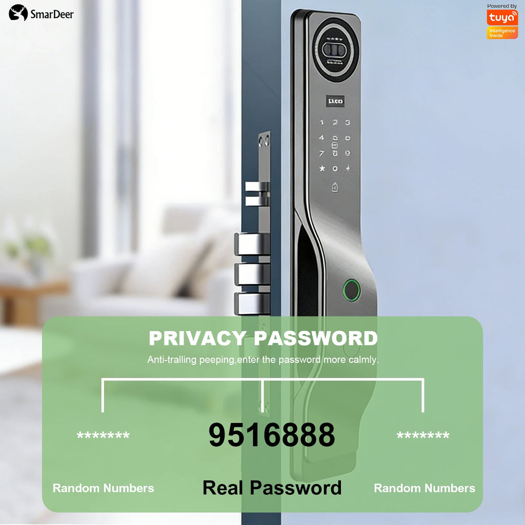 3D Facial Recognition Smart Door Lock with Video Doorbell Camera, Tuya WiFi Fingerprint Password Keyless Security Lock