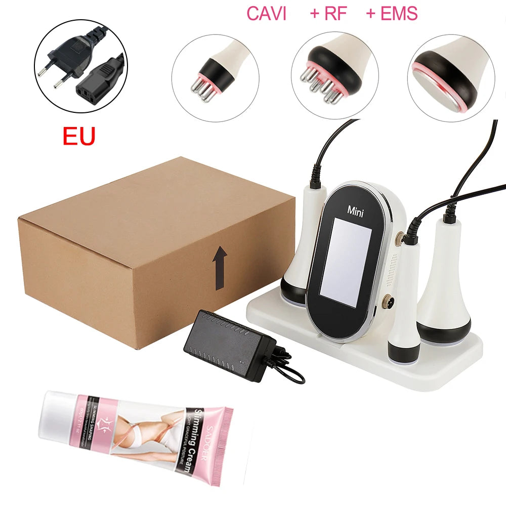 Ultrasonic Cavitation Body Slimmer with RF Skin Tightening - White Relaxation Treatment White EU with gel Tidesmit