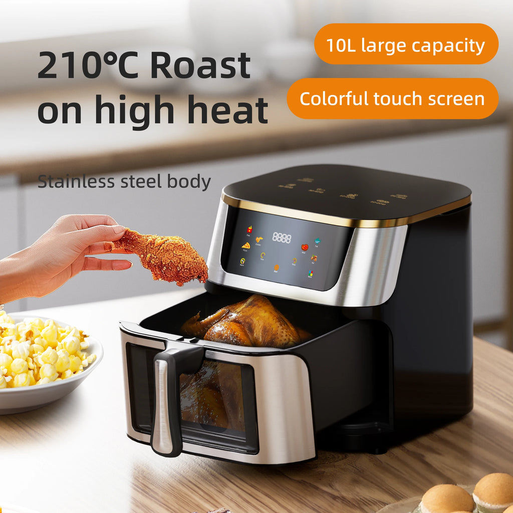 Best Selling Air Fryer 10L with Easy-View Window, Touch Controls, Nonstick, Low Fat Healthy Oil Free Frying
