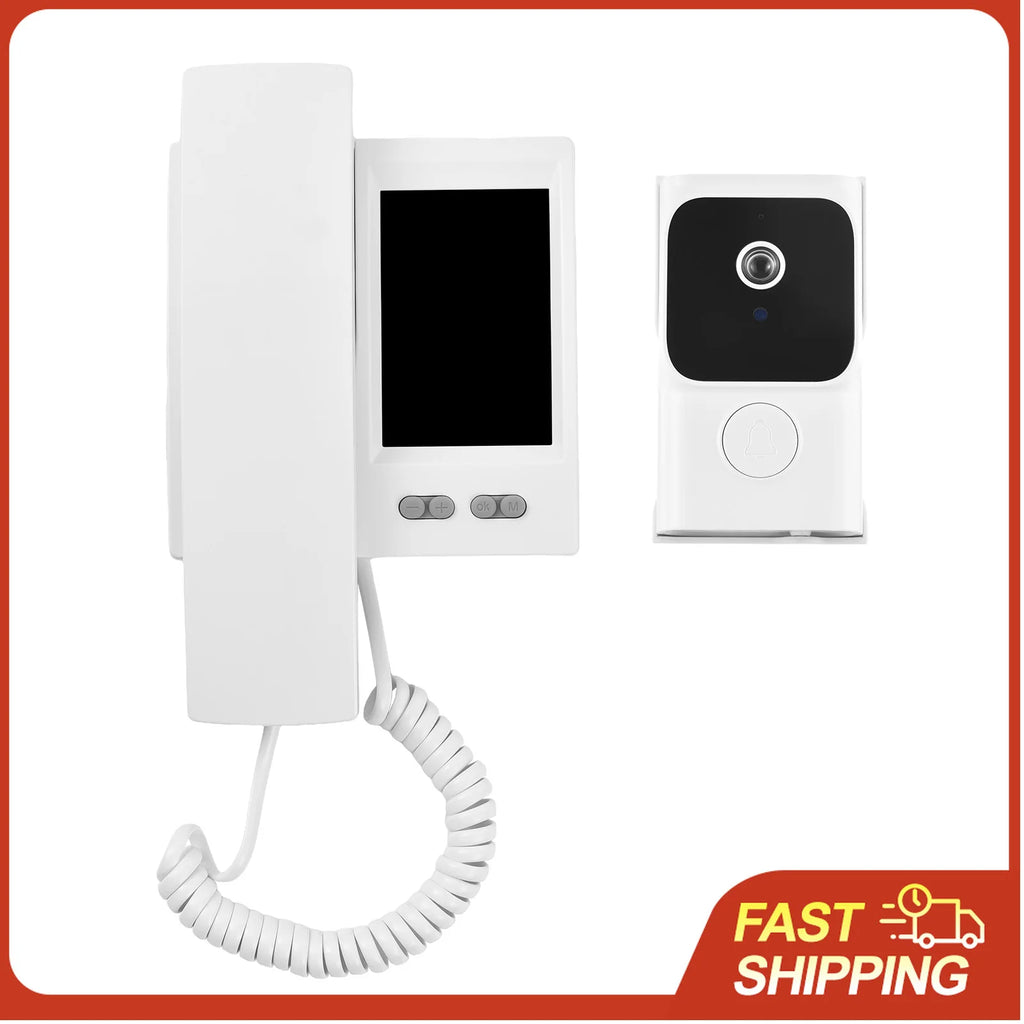 Wireless Video Doorbell Intercom 3.5" IPS Screen 2.4G Private Protocol IR Night Vision for Home Security IP44 Weatherproof