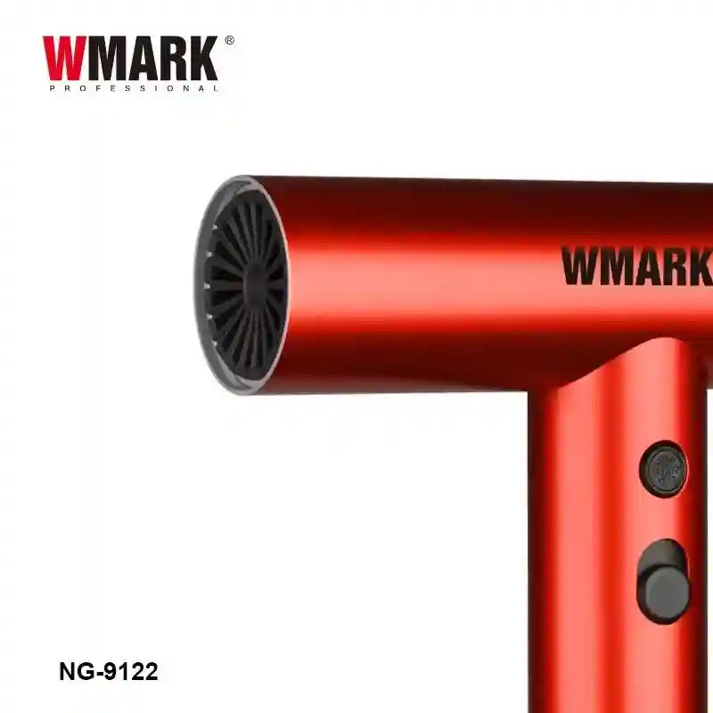WMARK NG-9122 professional high-speed hair dryer in metallic red with compact, sleek salon-quality design.