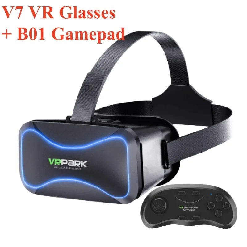 4K VR Headset for Smartphones: Immersive 3D Mobile Glasses V7 add B01 gamepad China Mainland Tidesmit