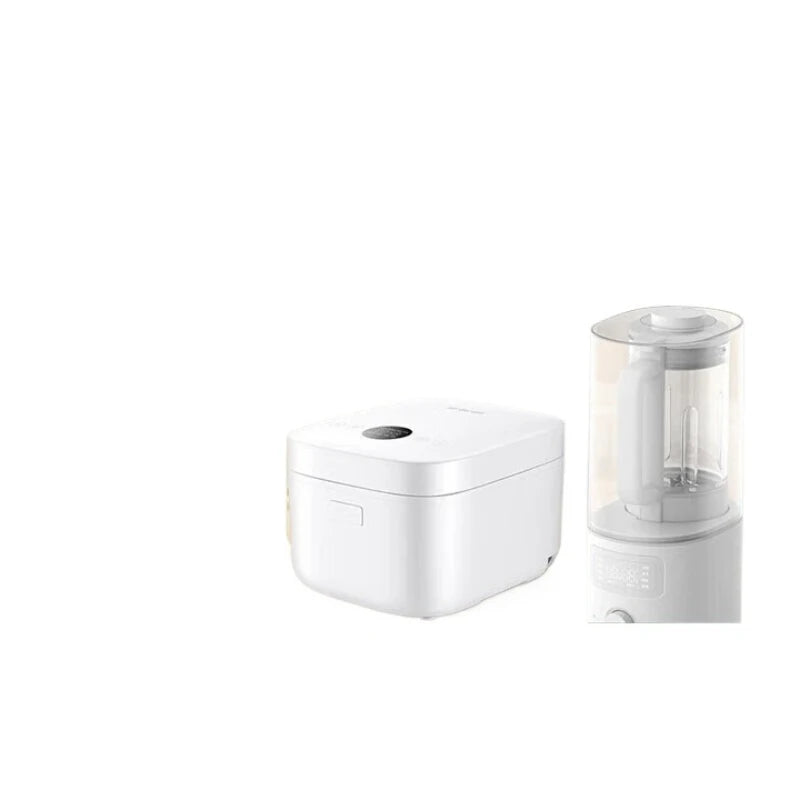 White multi-function rice cooker base with clear lid container attachment