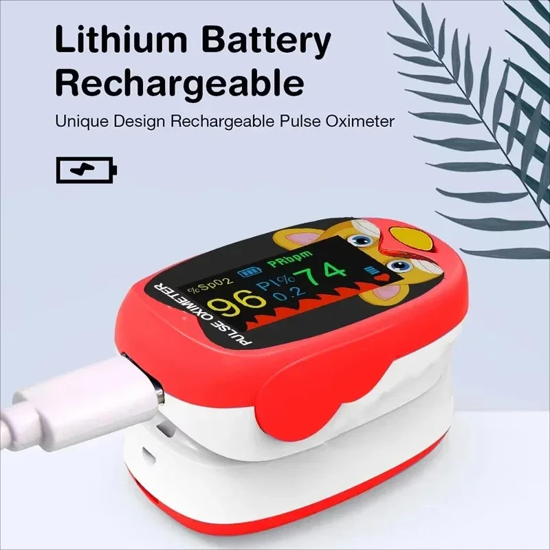USB Pediatric Oximeter Finger Blood Oxygen Monitor for Children Pulse Oximeter OLED Digital Oximetro Home Medical Thermometer
