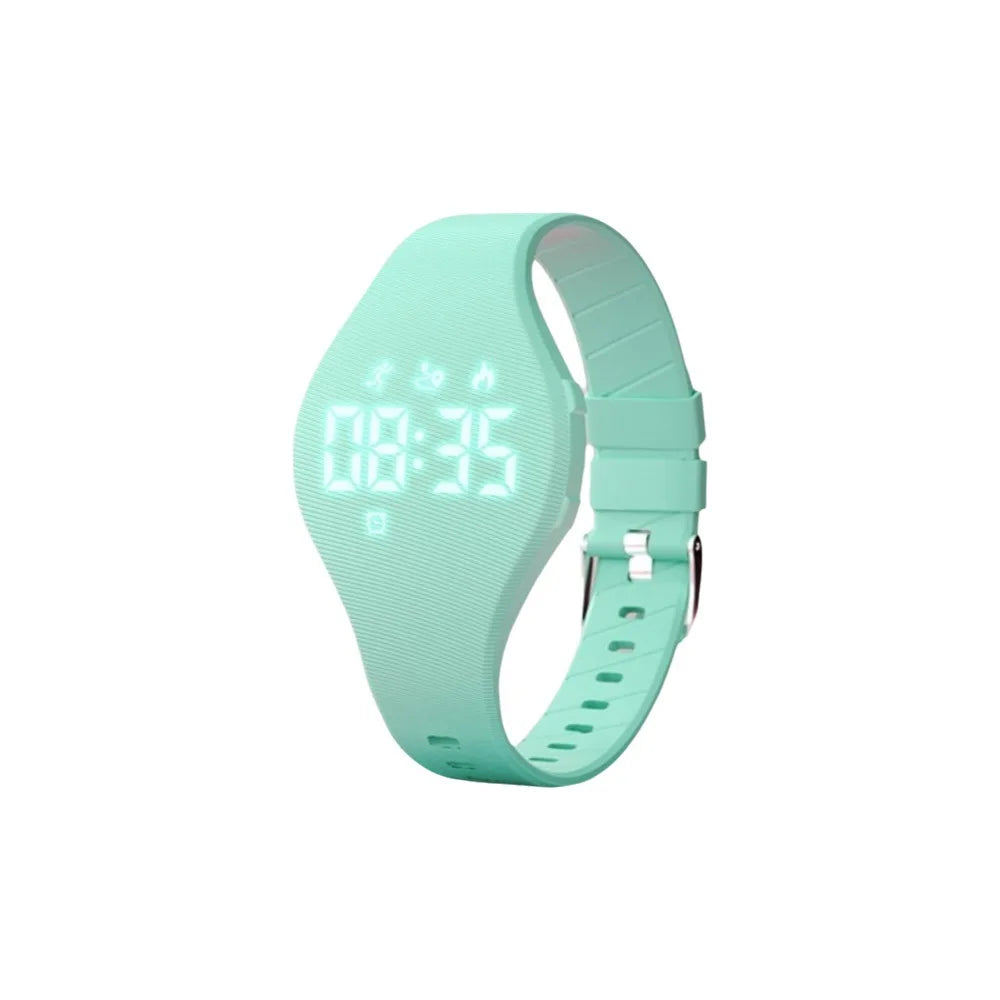 LED Digital Kids Smart Silicone Wristband Waterproof with Running Pedometer Vibrating Alarm Clock Monitor Vibration