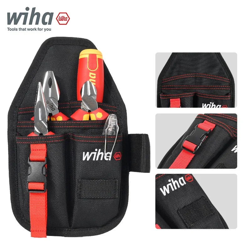 Wiha 90999C 6-Piece 1000V VDE Insulated Electrician Tool Kit, Multifunctional Pliers Screwdriver Set with Portable Storage Bag