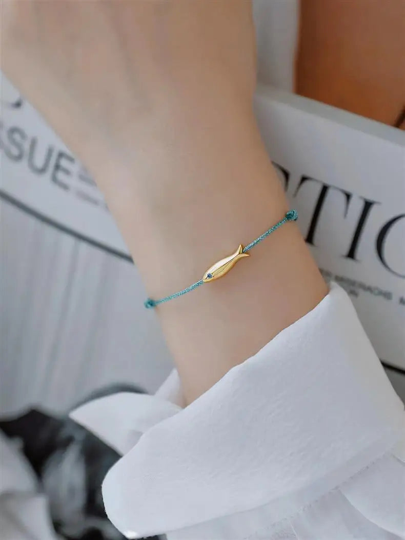 925 Sterling Silver Koi Fish Anklet Rope for Women Girl Cute Fashion Summer Jewelry Dropshipping Wholesale