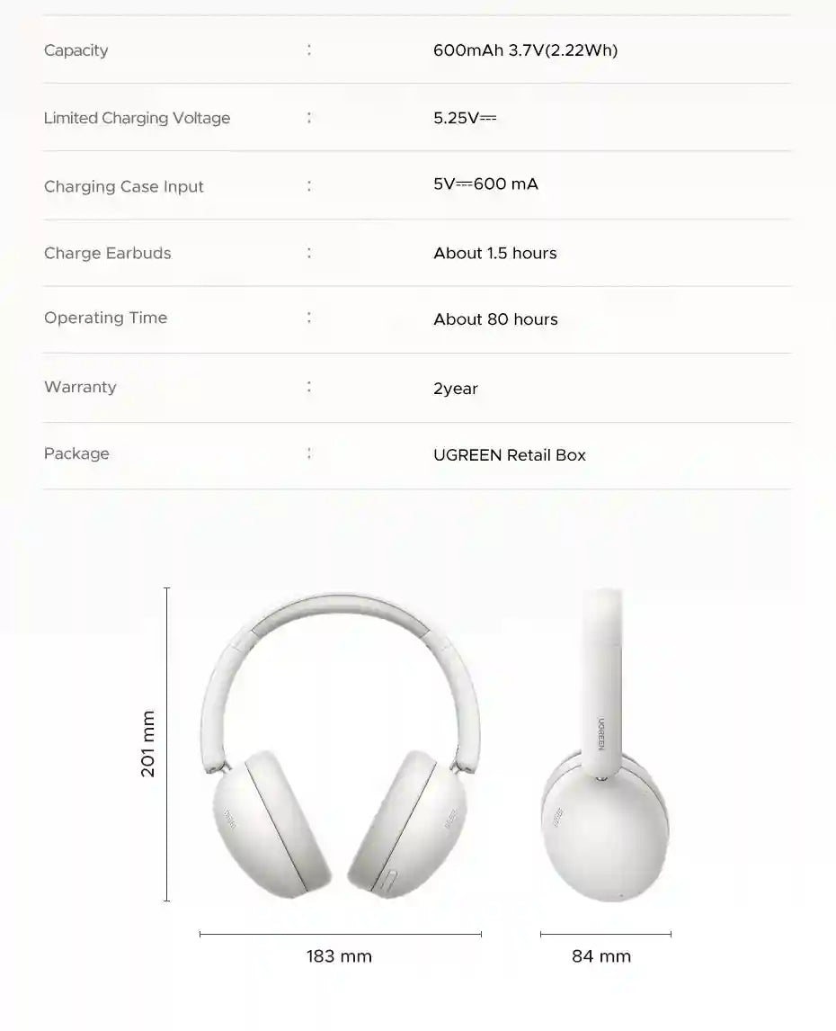 Wireless Over-Ear Headphones with 80H Playtime and Noise Cancellation Tidesmit