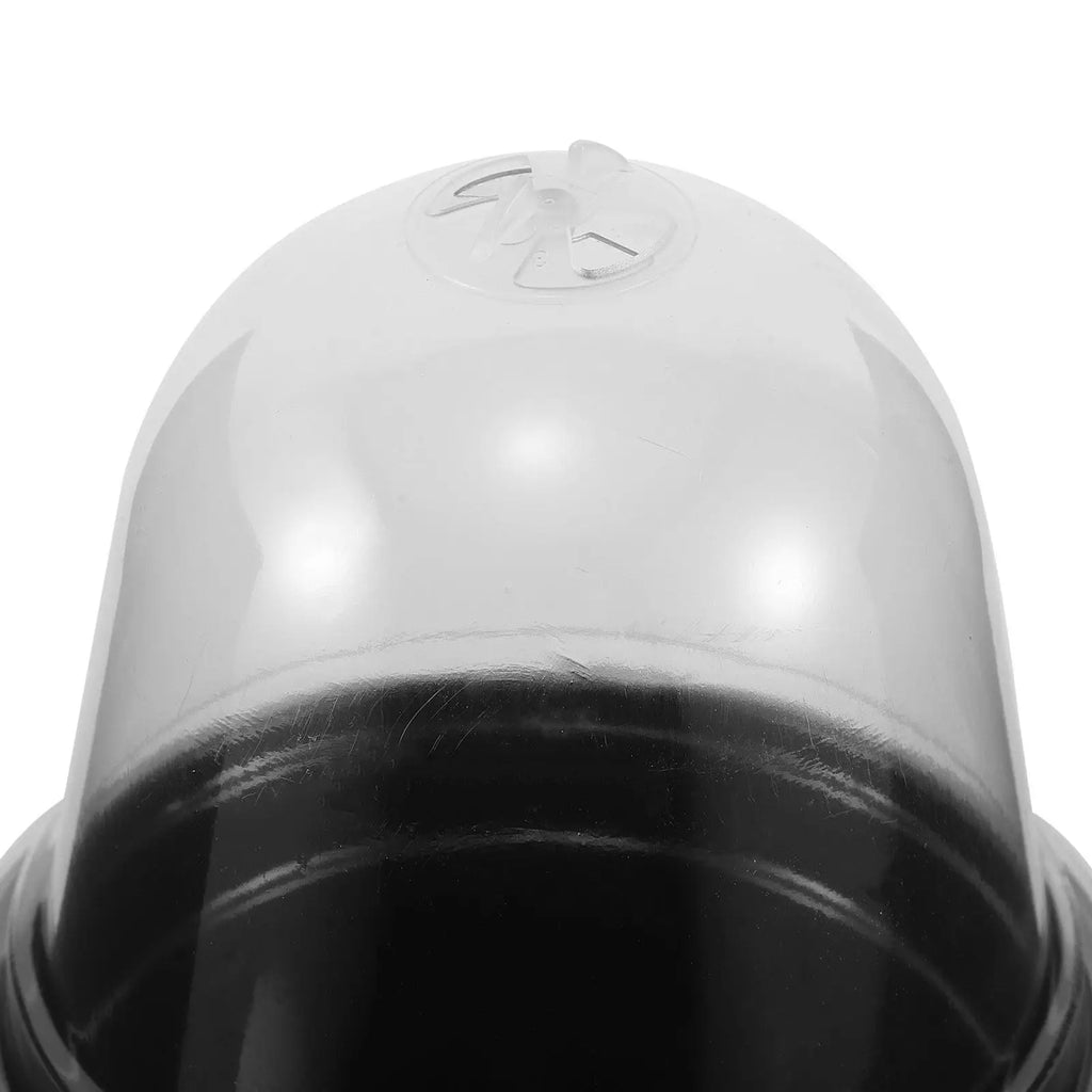 Clear dome lid over black seed raising cup base, close-up view