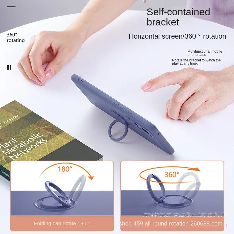 Magnetic Silicone Phone Case for Galaxy S25 with Ring Stand Tidesmit