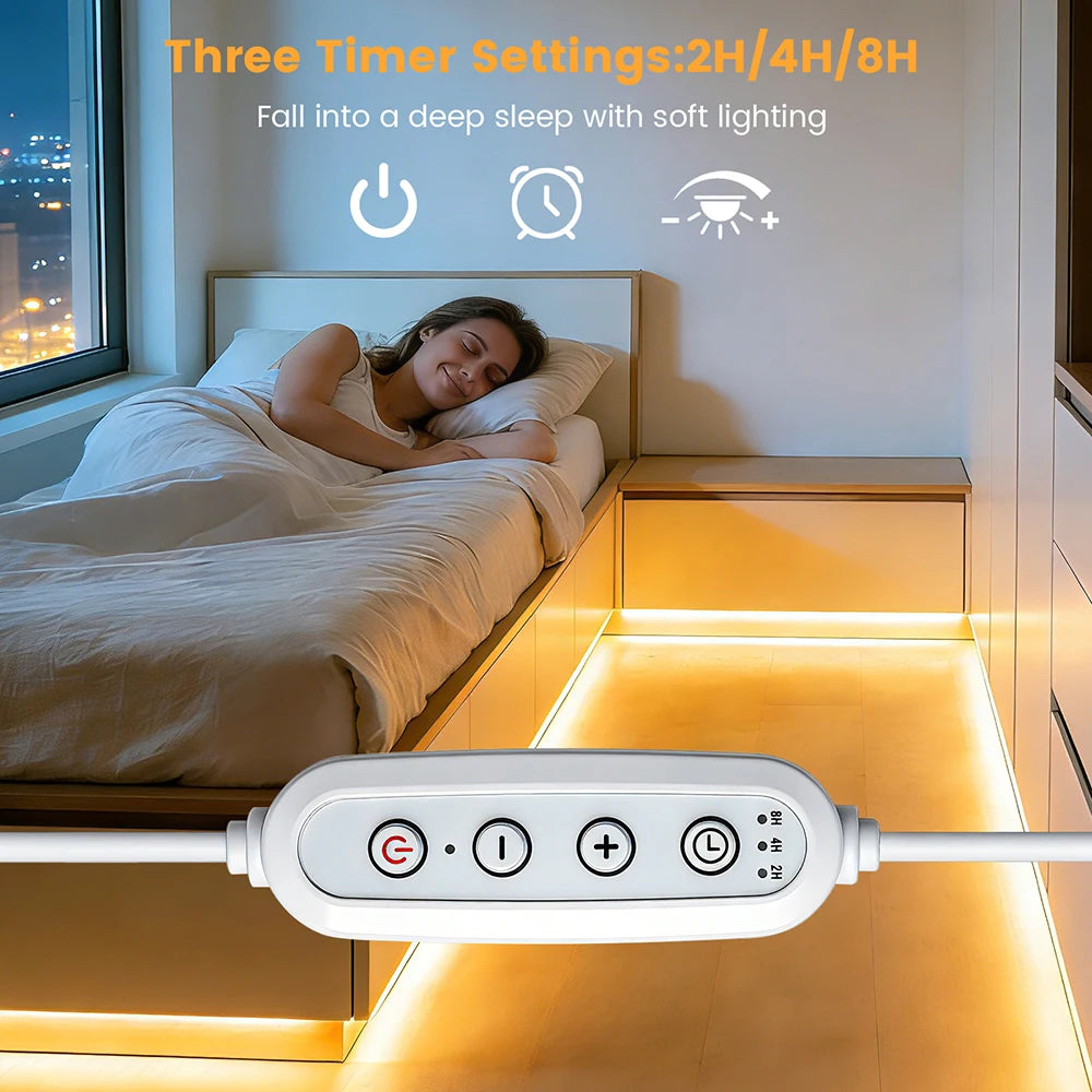 Dimmable 220V COB LED Neon Strip Light 4key Controller EU Plug Flex Tube 3000K 4000K 6000K for Staircase Bar Counter Lighting