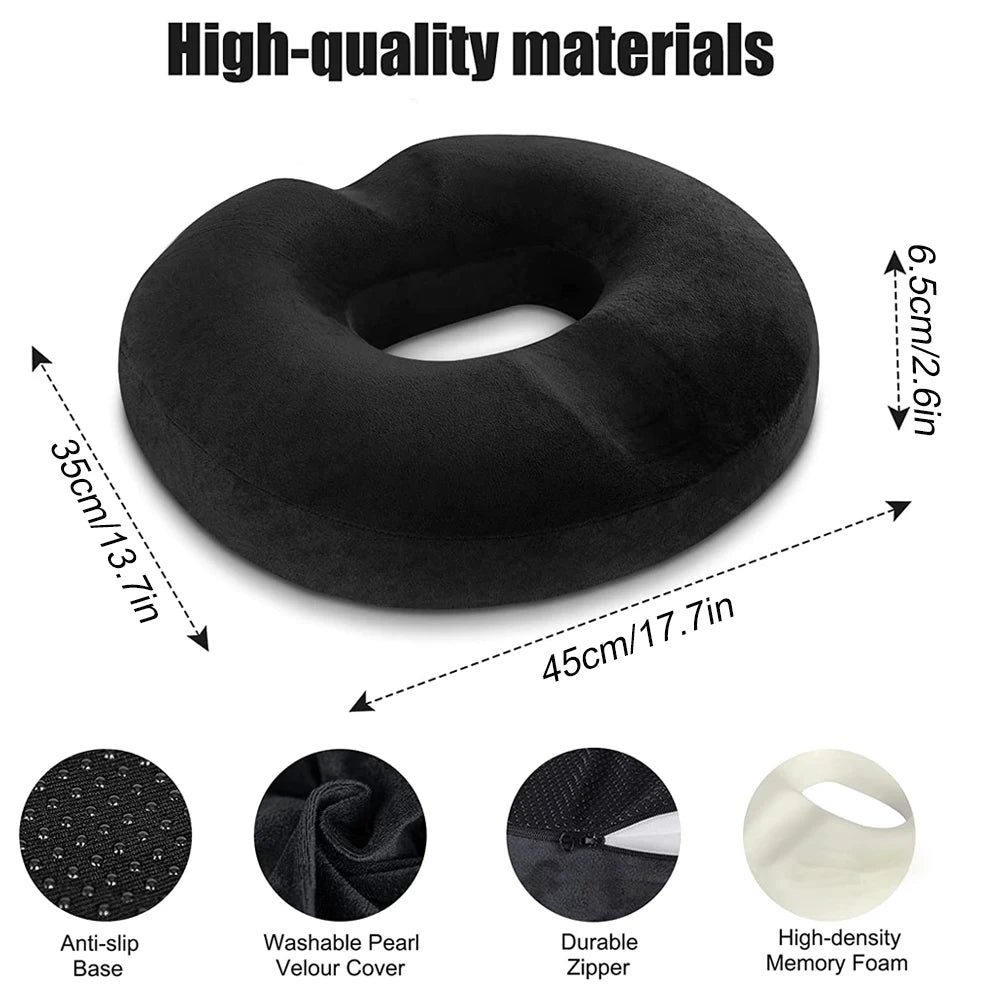 Donut Pillow Seat Cushion - Memory Foam for Tailbone Pain Relief (Garnet) Massage Cushion Tidesmit