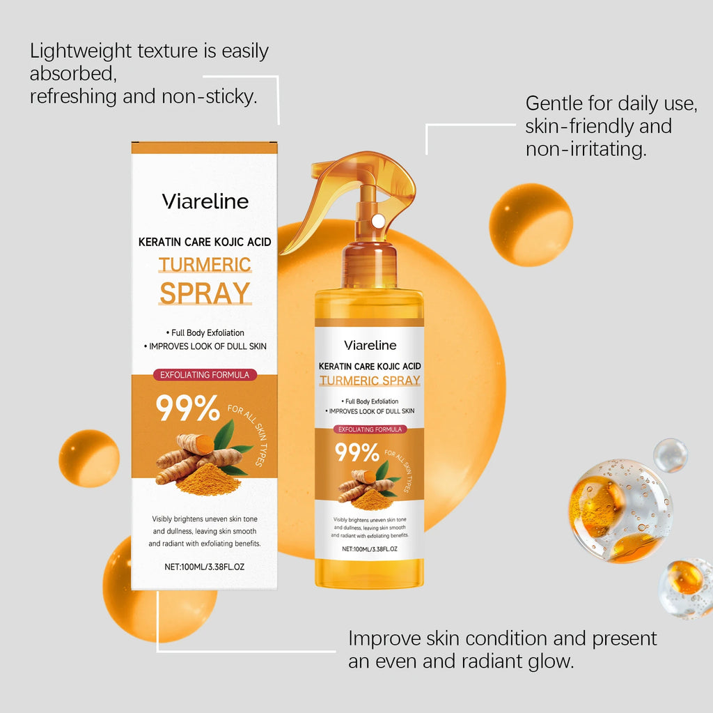 100/200/300ml Kojic Spray For Turmeric Exfoliating Keratin Brightens Uneven Skin Tone Improves Dullness Full Body Use Skin Spray