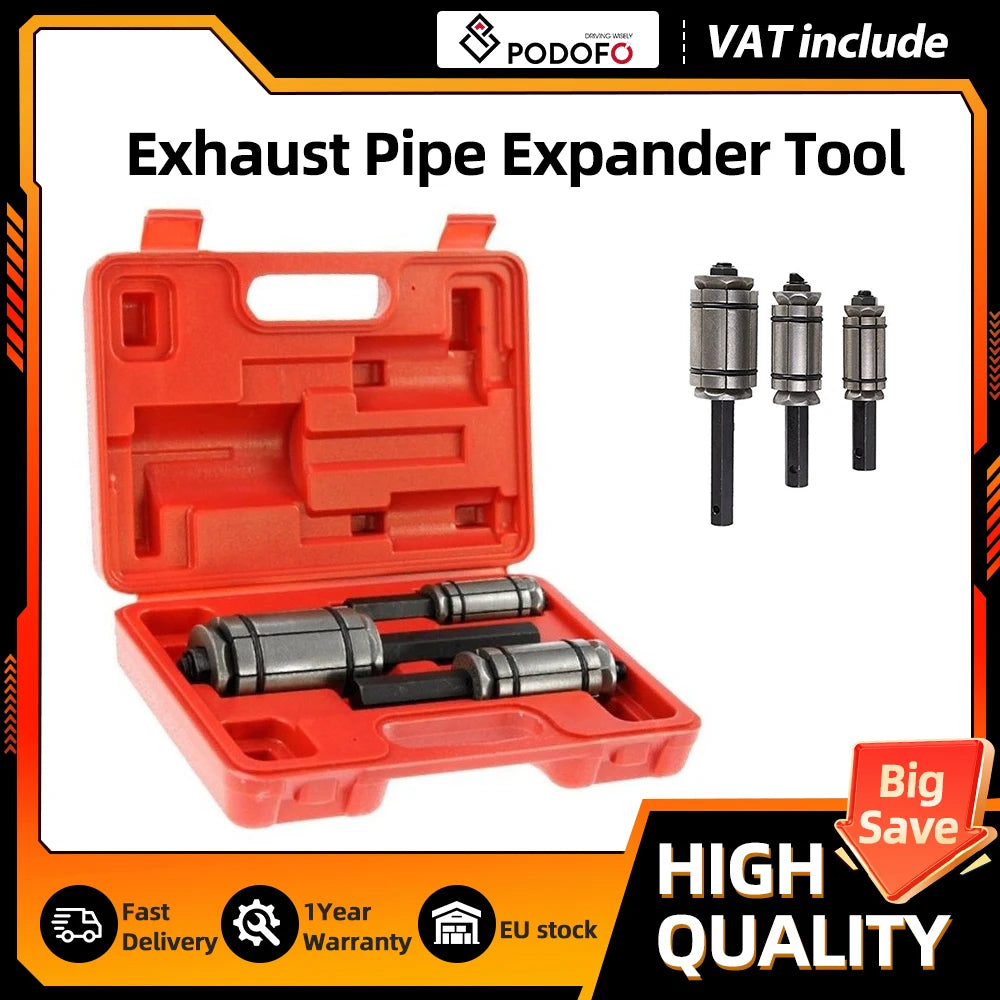 Podofo 1-1/8"to 3-1/2" Exhaust Pipe Expander Muffler Dent Remover Tube Spreader Tool Set with Box for Auto Car