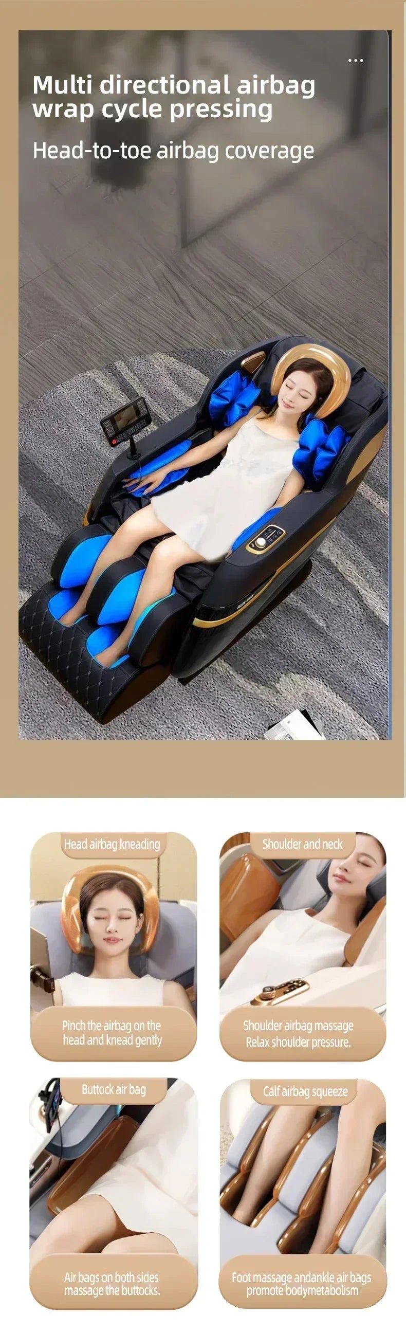4D Massage Office Chair with Zero Gravity Recline and Heat Therapy Massage Chairs Tidesmit