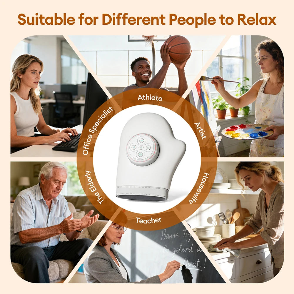 Electric Hand Massager with Heat and Air Compression - Tidesmit White Relaxation Treatment Tidesmit