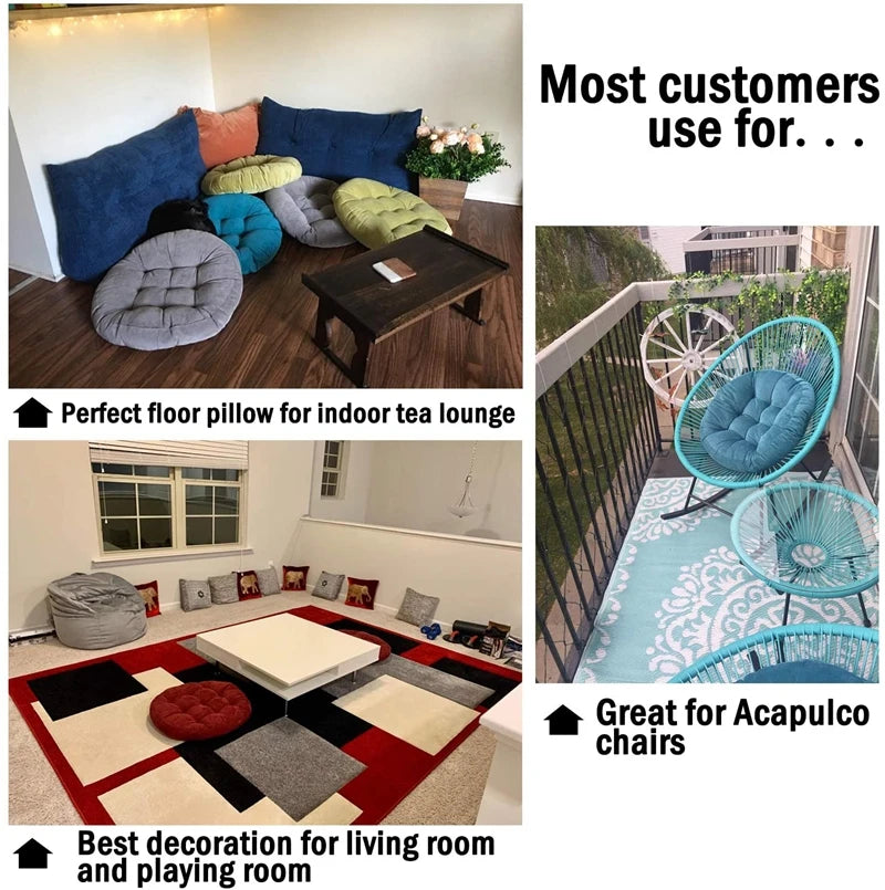 Green Large Round Floor Seat Cushion Thickened Tufted Tatami Mat Pad Ottoman Pouf Futon Chair Seat Meditation Seating Pillow 방석
