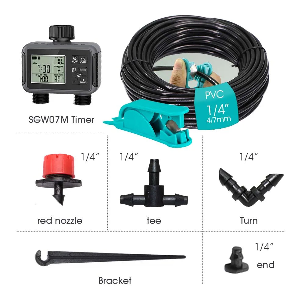 Dual Zone Independent Display LCD Garden Watering Timer Automatic Irrigation Kit Small Intelligent Program Gardening Combination