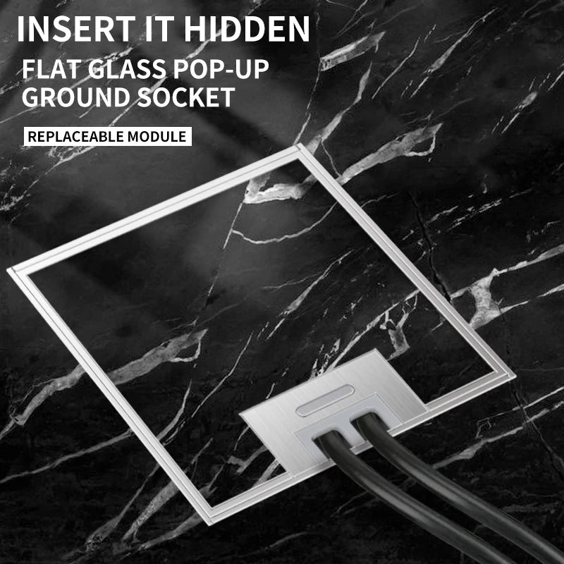 Wholesale Flat Floor Hidden Socket EU Socket Outlets Embedded Electrical Stainless Steel Marble Floor Socket Box