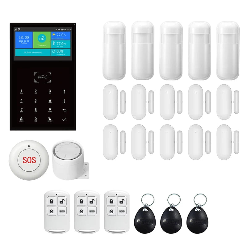 WiFi GSM Smart Home Alarm Security Kit - Tuya App Controlled System 2G GSM Kit F EU Plug Tidesmit