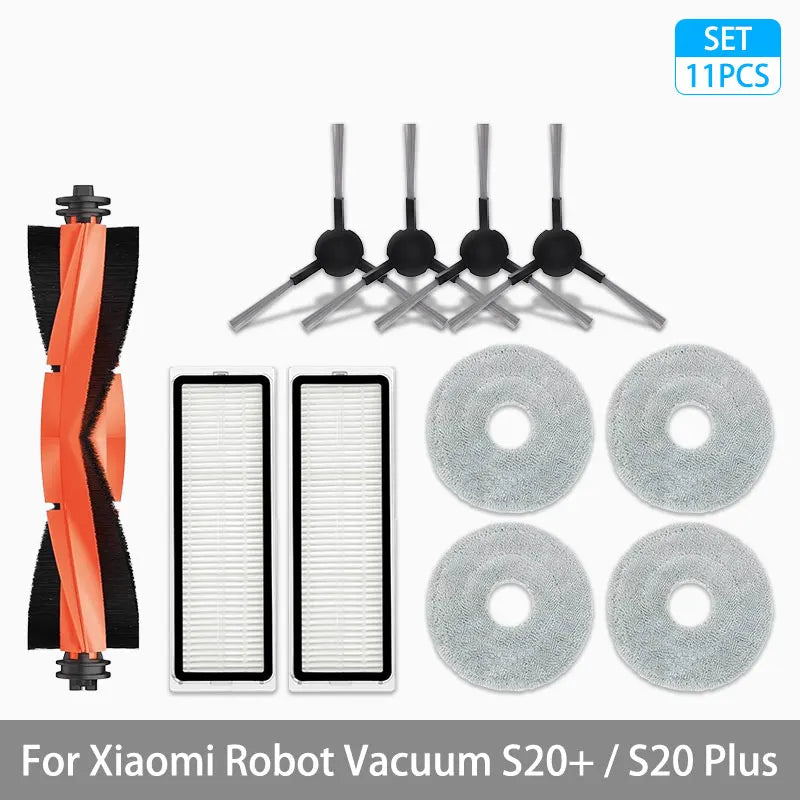 Tidesmit replacement parts set for Xiaomi Robot Vacuum S20 Plus including main brush side brush HEPA filter and mop