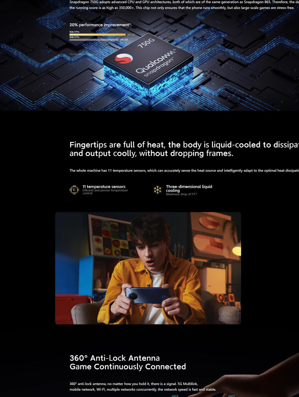 Xiaomi  Global Firmware Redmi Note 9 Pro 5G Smartphone  108MP 4820mAh Qualcomm Snapdragon 750G  6.67-inch 33W used phone - Tidesmit