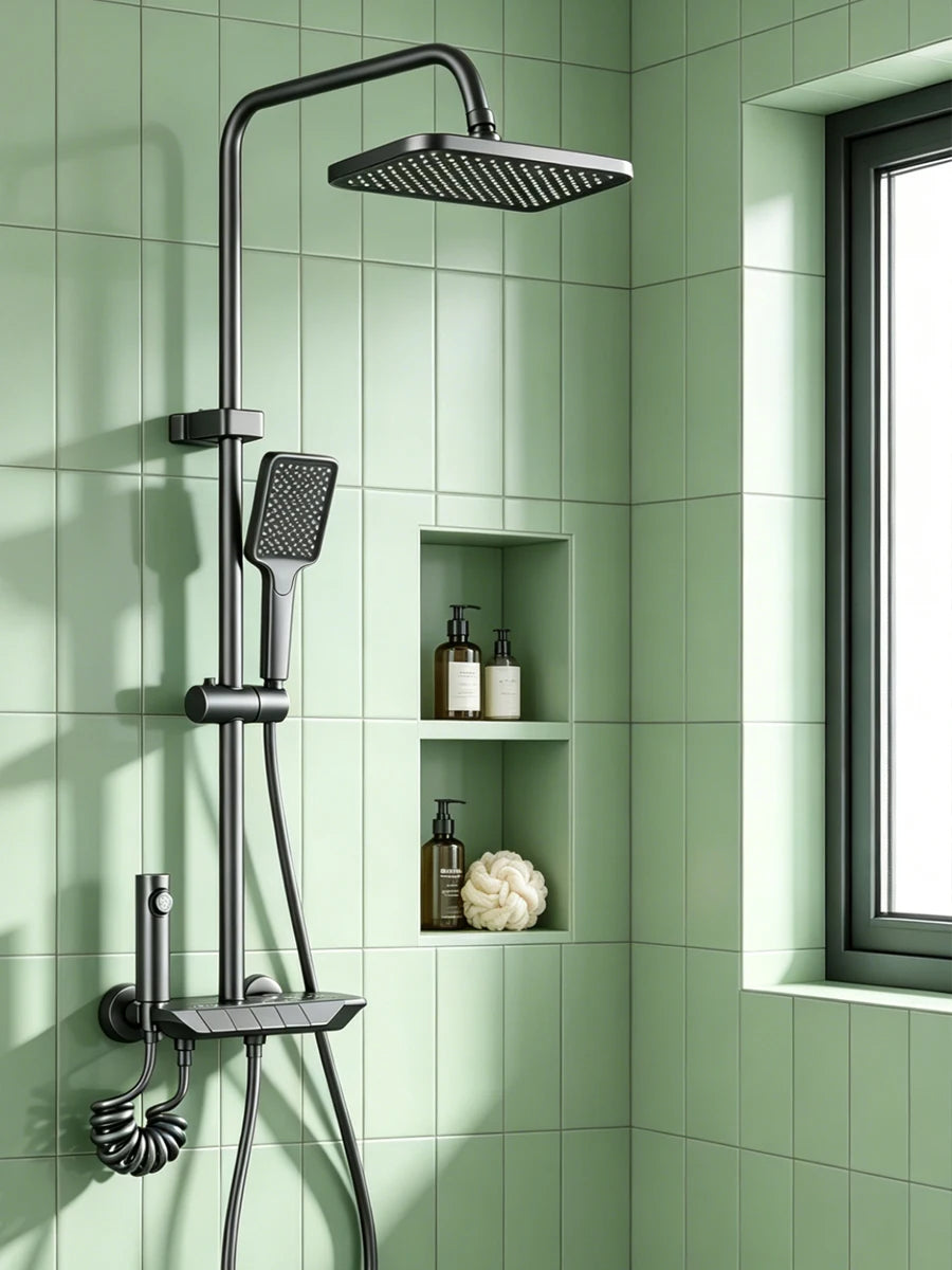 4-way Piano Shower System With Rain Shower Bidet Faucet Hot Cold Water Mixer For Bathroom Shower Kit