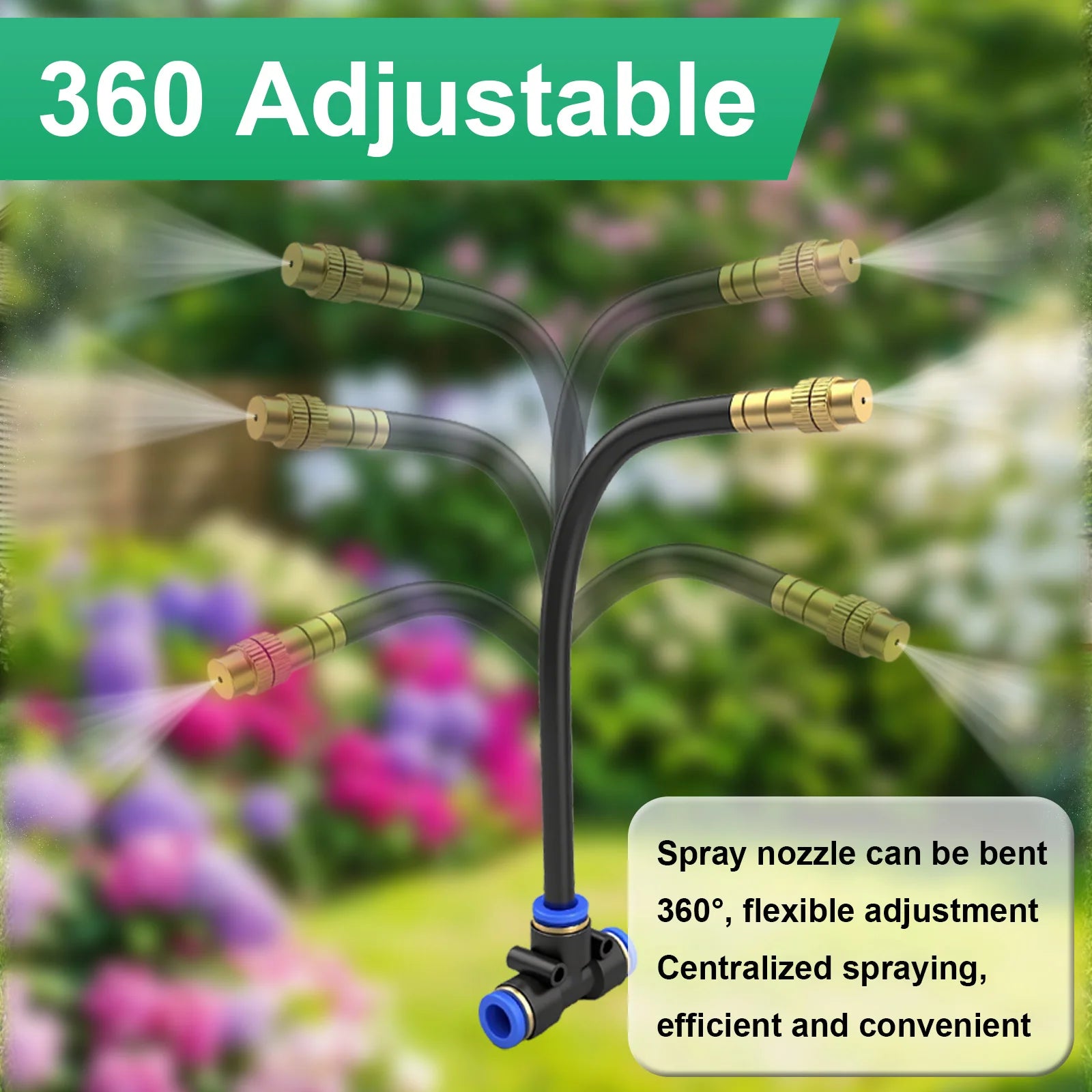 🌿 5M DIY Drip Irrigation System Kit | 360° Adjustable Brass Misting Spray Nozzle | Automatic Garden Watering Set for Vegetable Plot, Pot Plant, Greenhouse