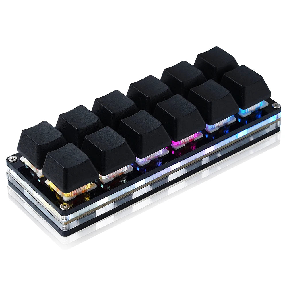 12 Keys Mini Mechanical Gaming Keyboard One Handed Keypad USB-C Wired OSU Keypad Programmable and Hot Swappable Keyboard