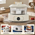 Light white 3L automatic rice cooker with steamer basket and touch control panel