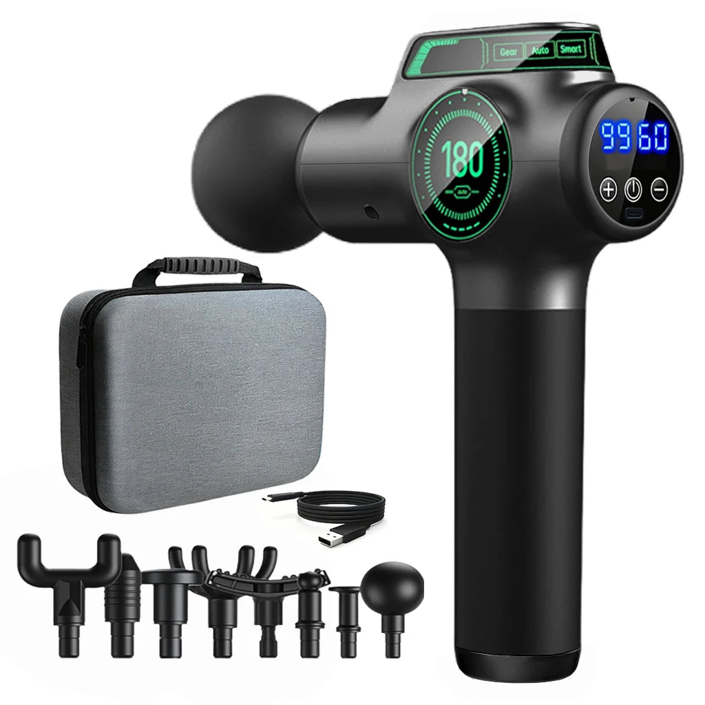 Deep Tissue Percussion Massage Gun - Gray Rechargeable Muscle Recovery Fascia Gun Gray Poland Tidesmit