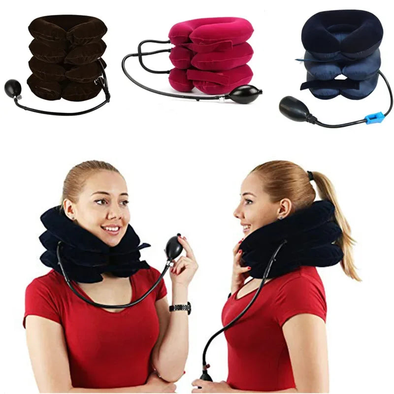 Inflatable Neck Traction Device | Adjustable Cervical Support Pillow Fascia Gun Tidesmit