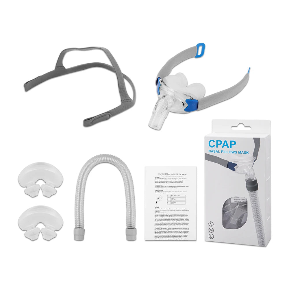 Cpap Nasal Pillows Mask Universal Sleep Apnea Nasal Mask With Headgear For Cpap&Bipap Mask With S/M/L 3 Sizes Silicone Cushions