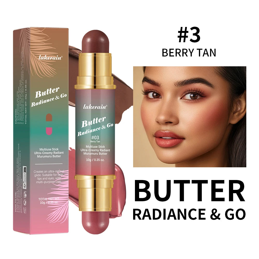 Tidesmit Double-Headed Bronzer Blush Stick matte and glossy texture detail view for face makeup