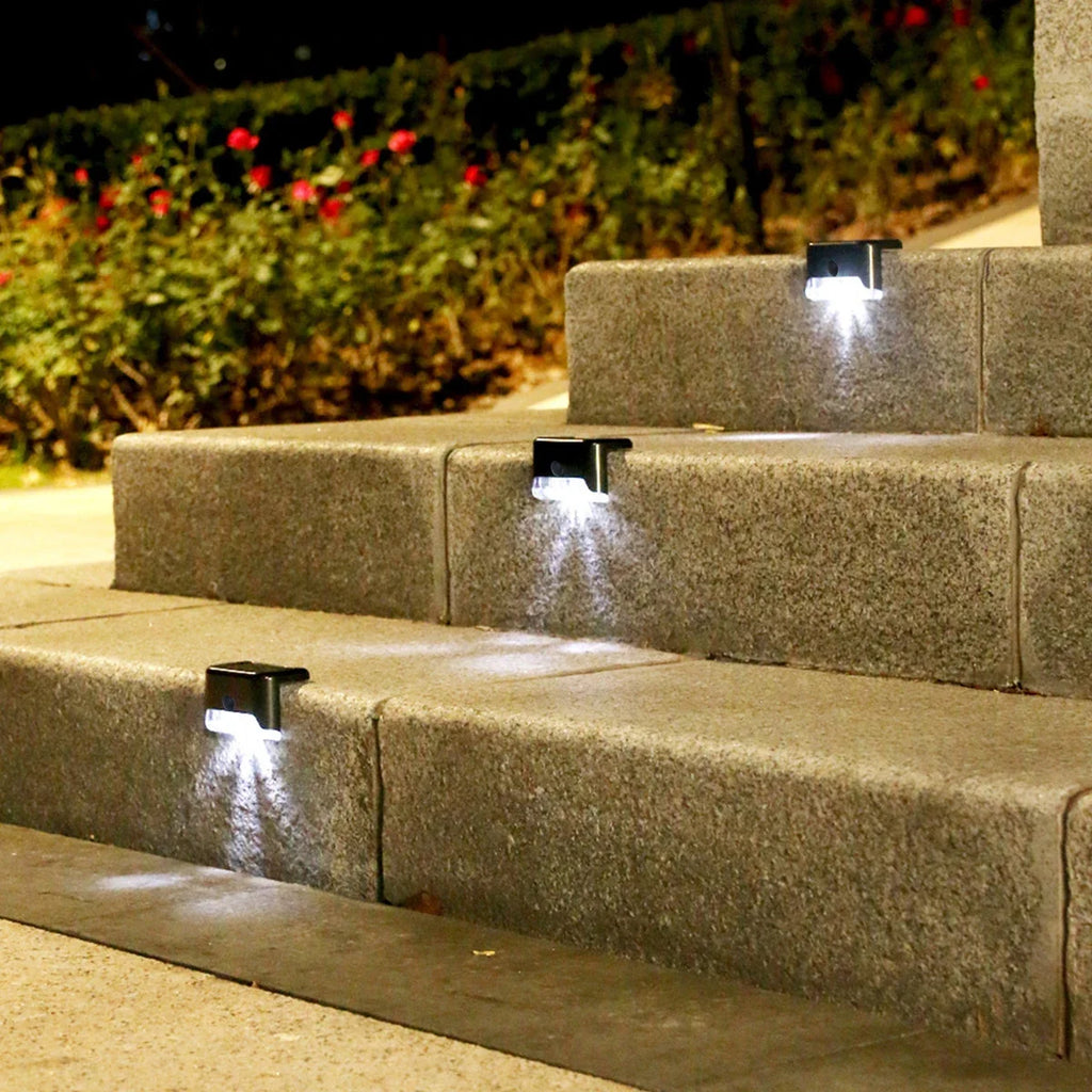 Warm White LED Solar Step Lamp Path Stair Outdoor Garden Lights Waterproof Balcony Light Decoration for Patio Stair Fence Light