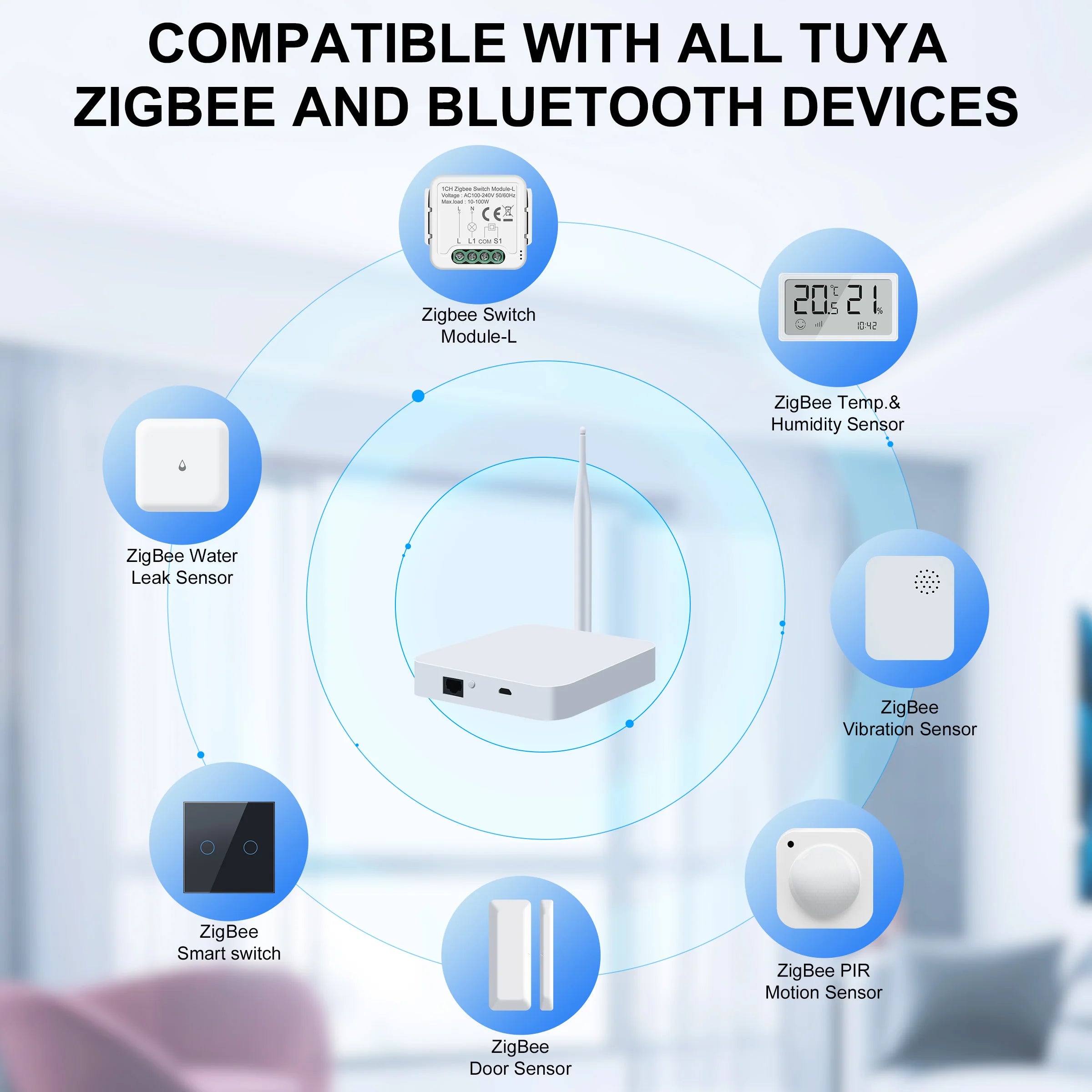 Tuya ZigBee Gateway Hub with Antenna for Smart Home Automation Tidesmit