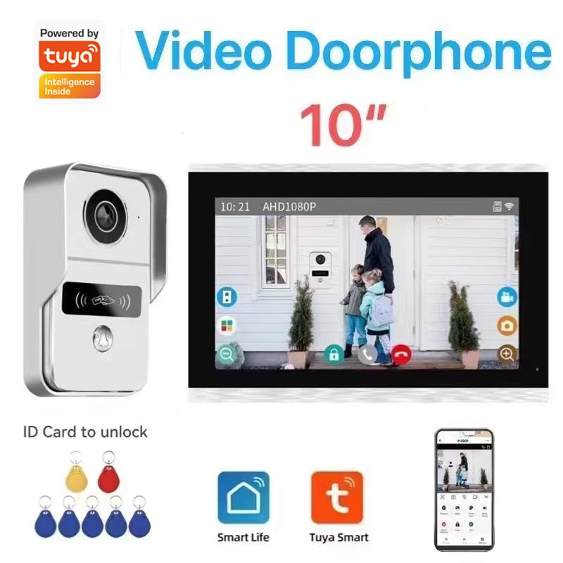 Support Tuya app WiFi visual intercom doorbell system 7/10 inch touch screen indoor monitoring intelligent villa home security