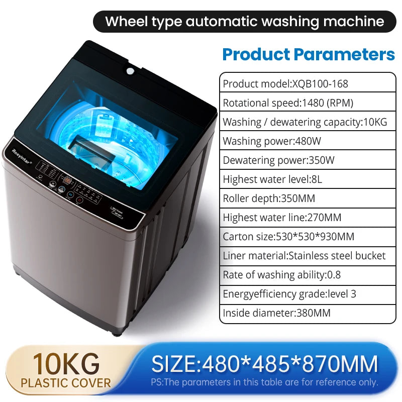 Tidesmit 10kg fully automatic washer dryer combo showing internal stainless steel drum and control panel features