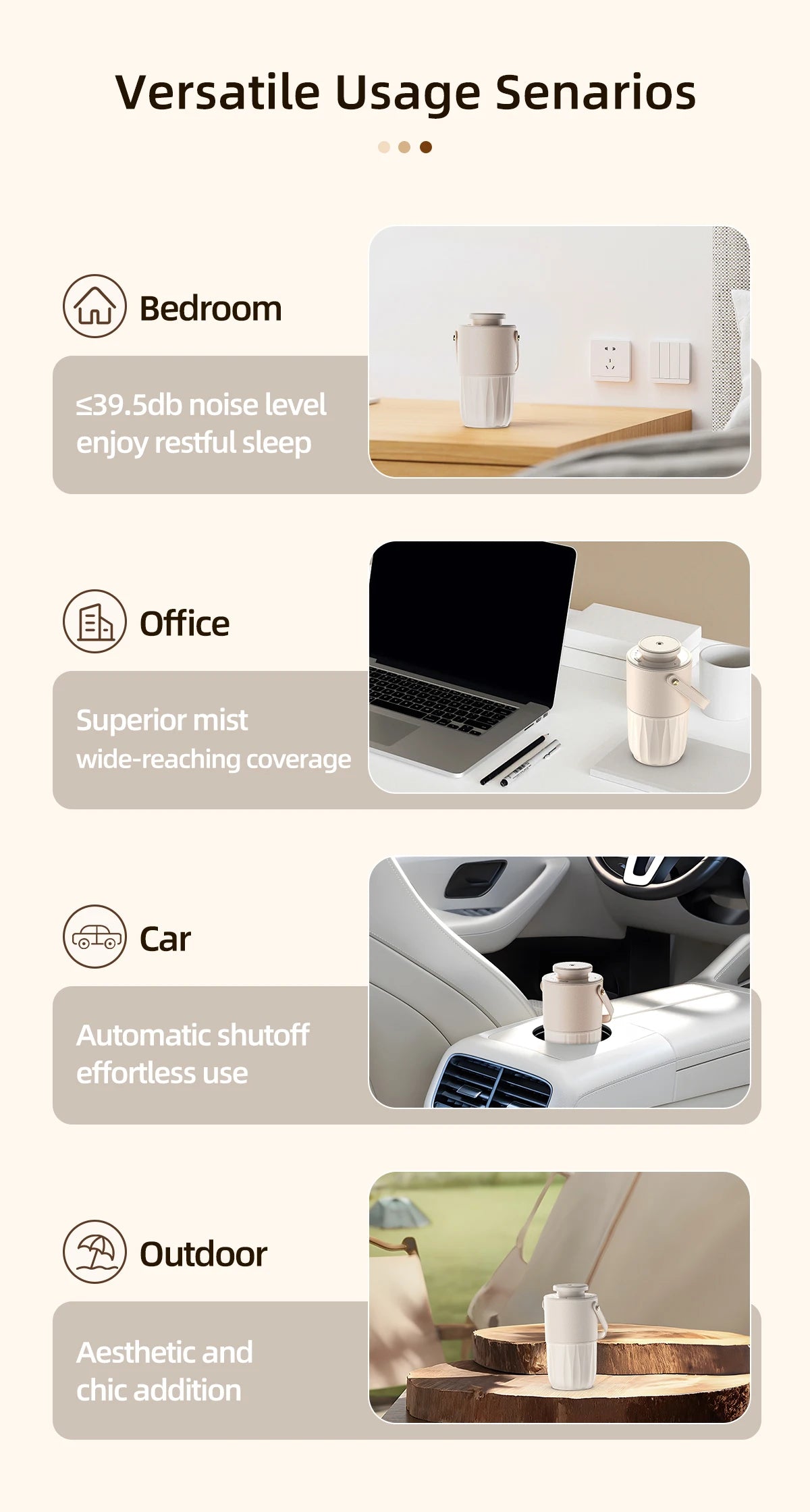 Waterless Essential Oil Aroma Diffuser Air Humidifier Small USB Rechargeable Fragrance Diffuser Machine Portable Car Home