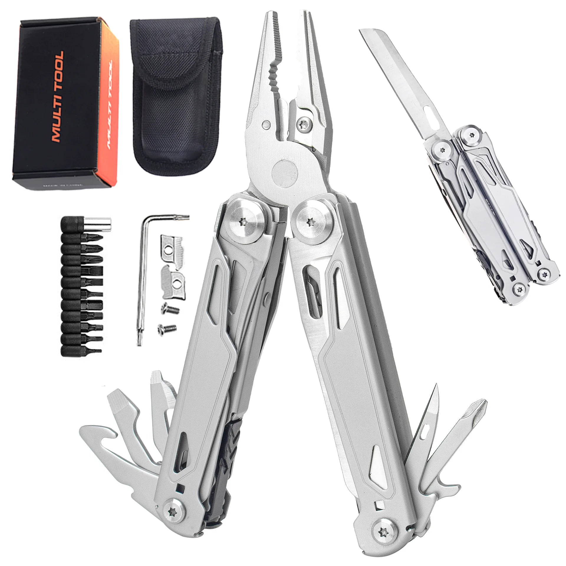 17 In 1 Mini Foldable Plier Multi Tool Folding EDC Multitool Screwdriver Pliers File Ruler Outdoor Hand Tool Sets