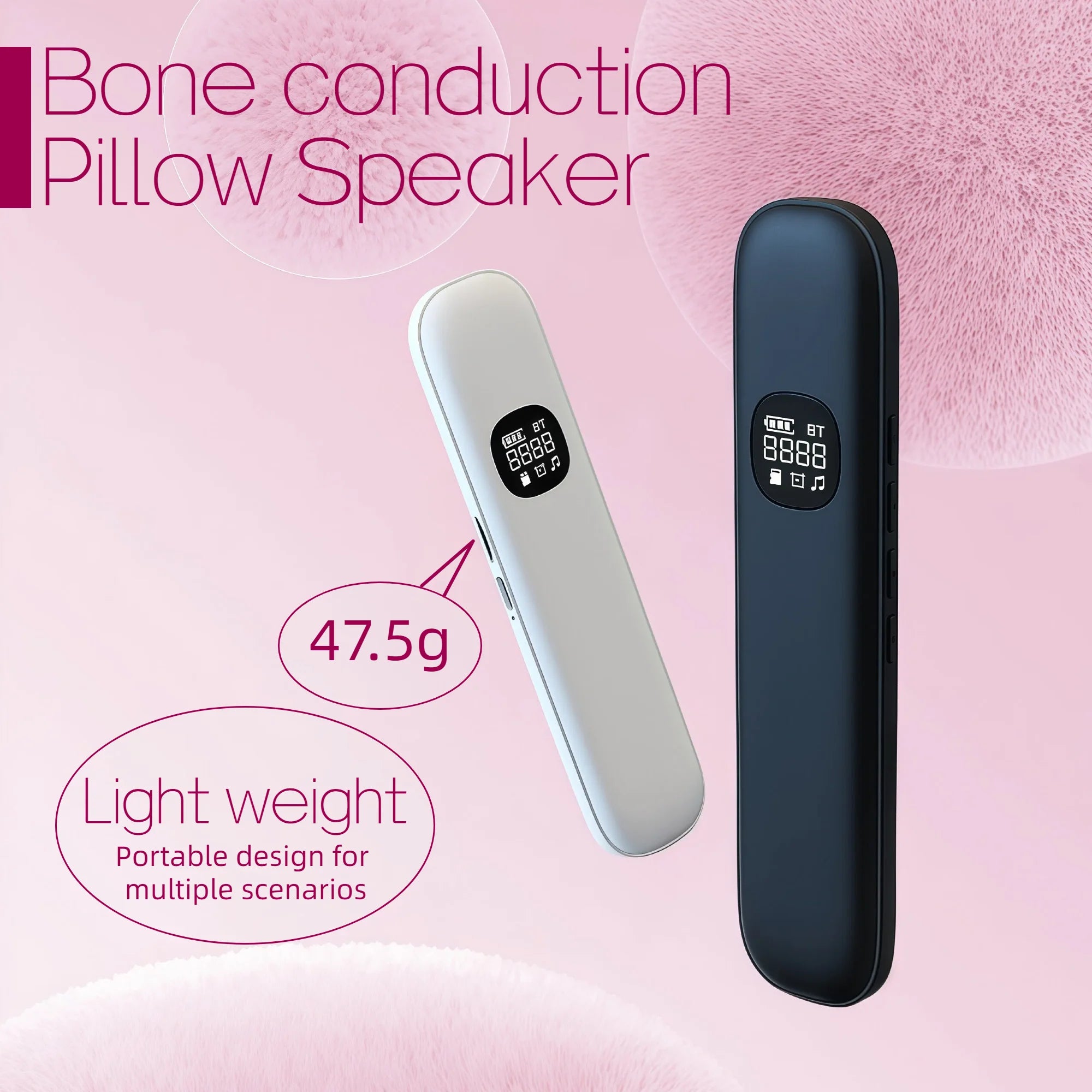 Bone Conduction Sleep Headphones Under Pillow Speaker Bluetooth 5.3 White Black Wireless Stereo Sound Headband