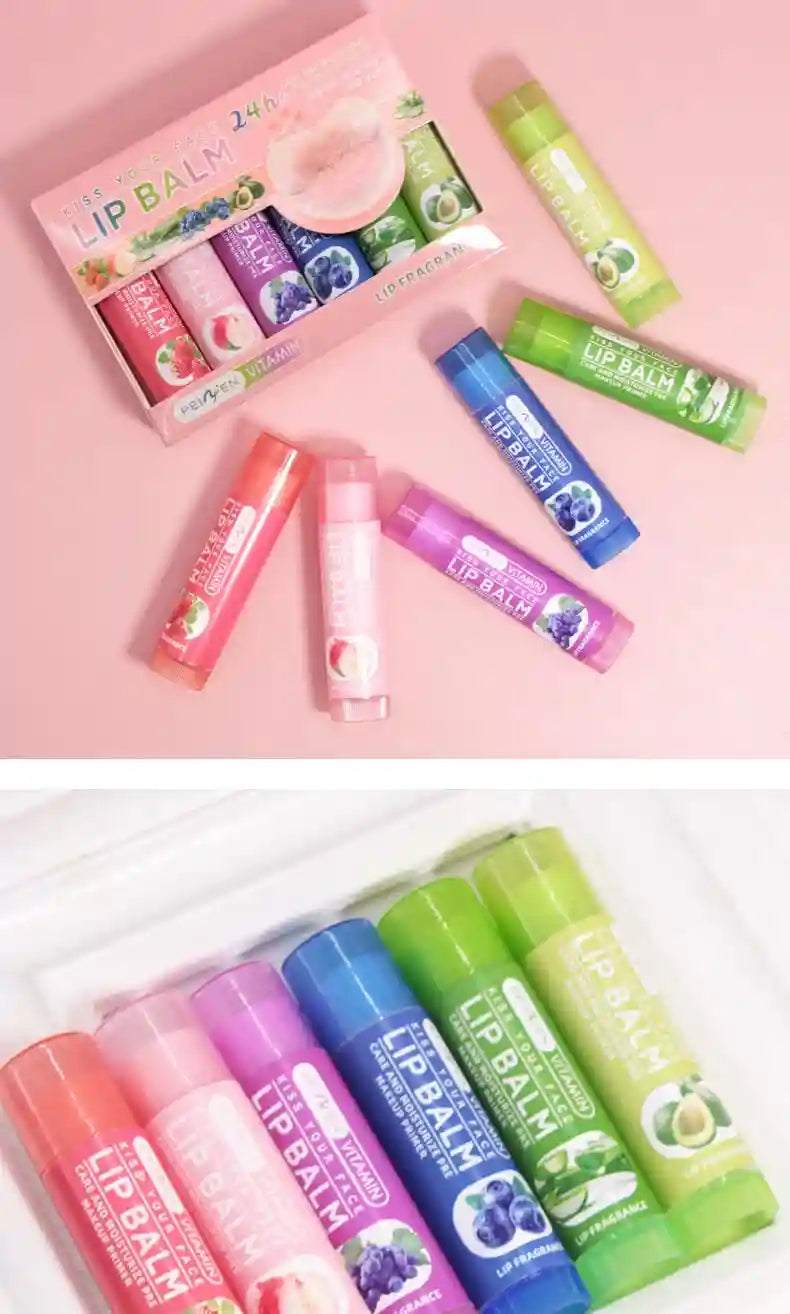 Fruit Flavor Lip Balm Set - 6 Pack Moisturizing Lip Treatment Lip Care Tidesmit
