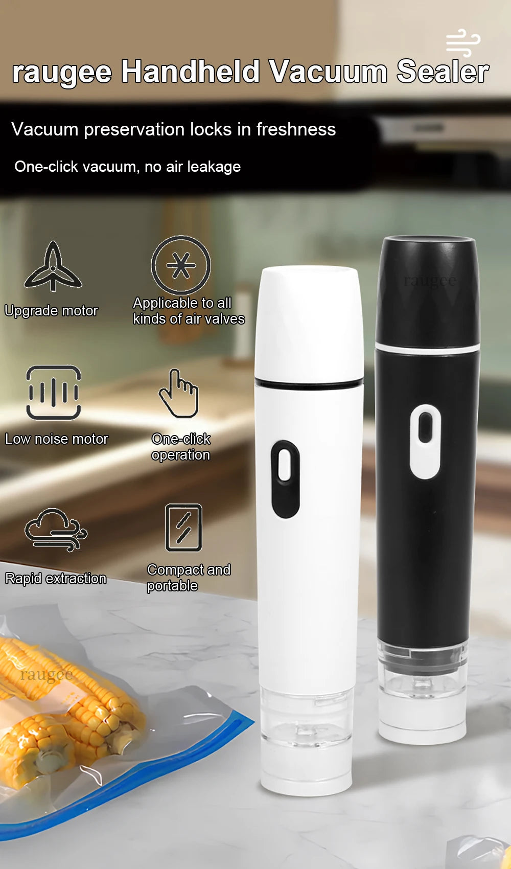 Air Vacuum Sealer Pump Automatic Food Sealing Pump USB Rechargeable Sealer Pump For Food Handheld Dry/wet Food Sealer Pump