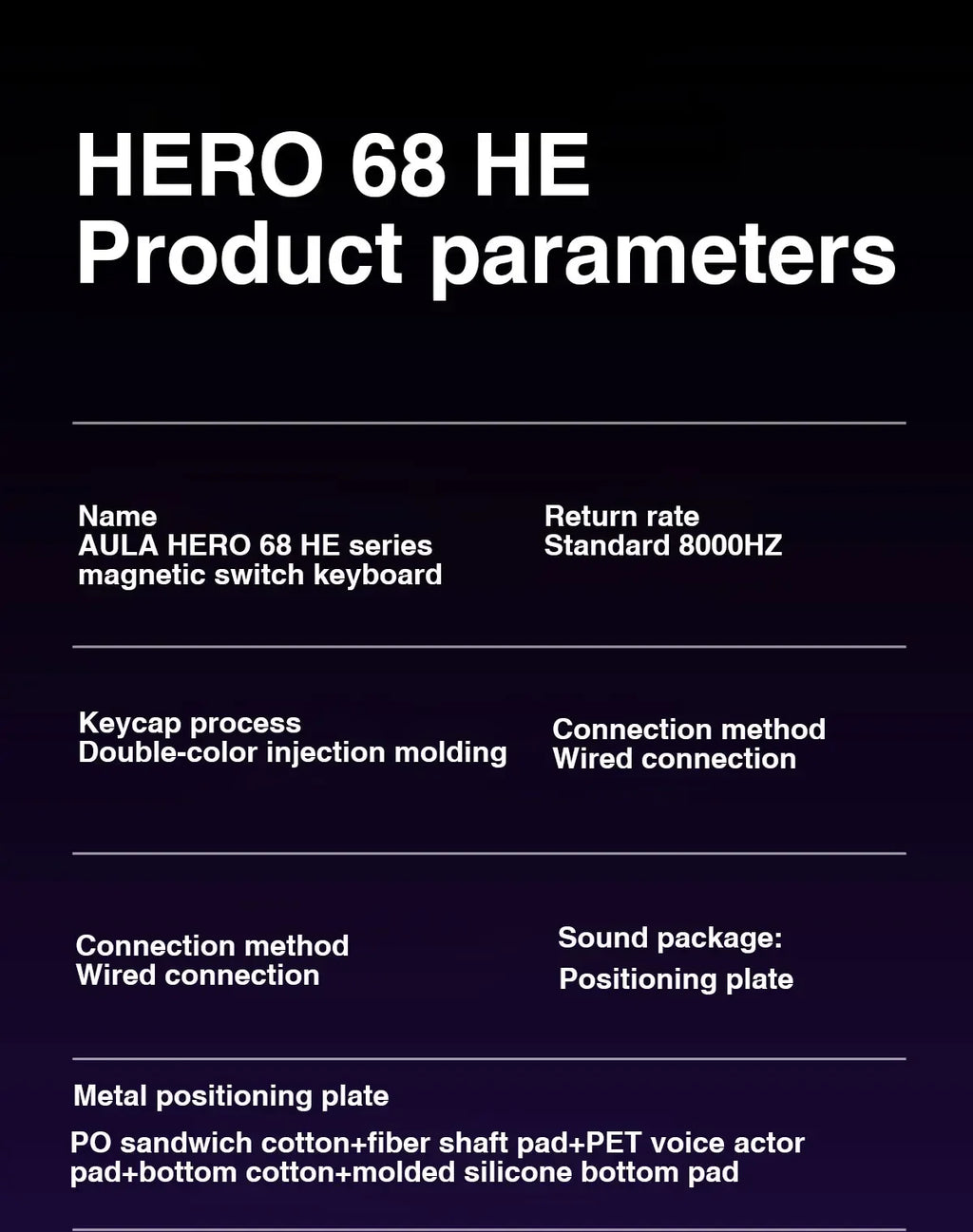 AULA HERO 68 HE E-sports Gaming Magnetic Switch Keyboard 60% Wired RGB Hot Swap 8K Return Rate Custom Mechanical Keyboard