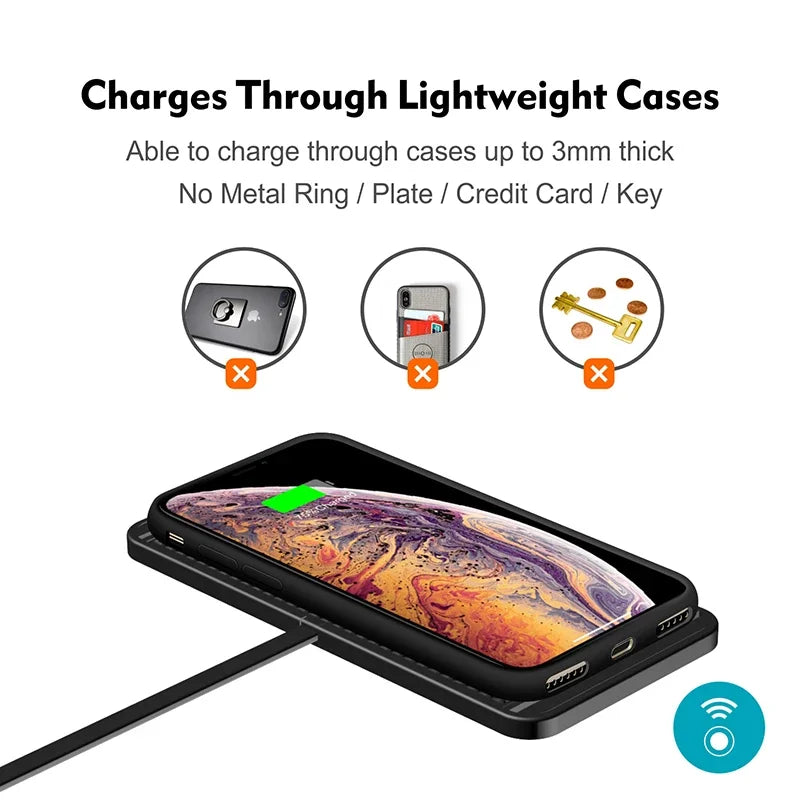Wireless Car Charger Pad - Qi Certified Fast Charging Grip Mat Tidesmit