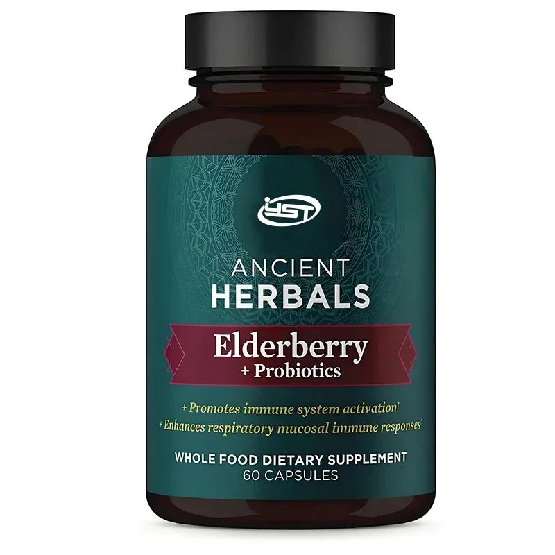 Elderberry And Probiotic Supplements, Immune System Support, Gluten-free, Kosher And Ketogenic Friendly, 60 Capsules