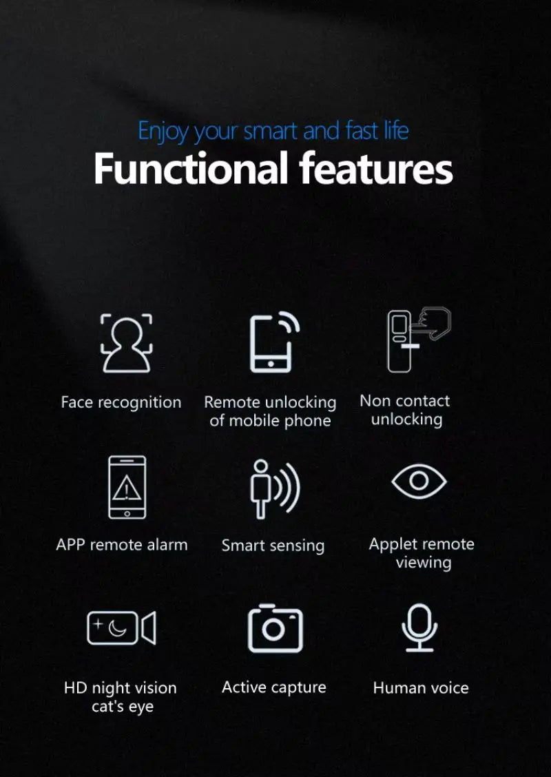 3D Face Recognition Smart Door Lock WiFi Electronic Home Lock with Camera RFID Card Compatible with Tuya for Smart Home Security