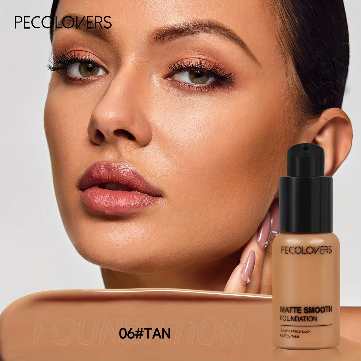Tidesmit matte smooth liquid foundation swatch showing multi-tone nature effect and full coverage face makeup texture