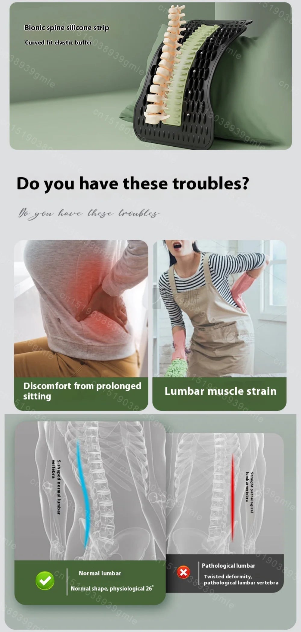 Back Stretcher for Lumbar Pain Relief with 12 Magnetic Acupressure Points Relaxation Treatment Tidesmit