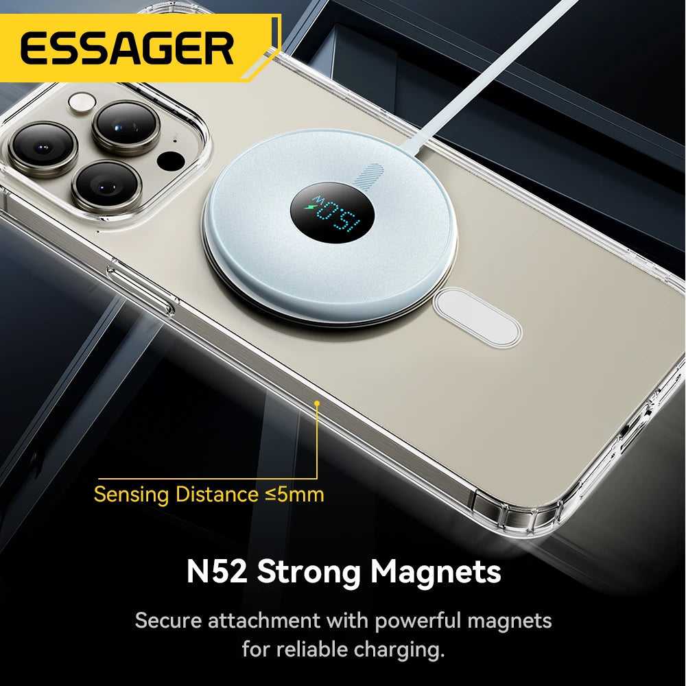 Magnetic Wireless Charger 15W with Digital Display - MagSafe Compatible Tidesmit